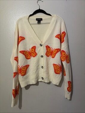 Runway Monarch Butterfly V-Neck Button Cardigan